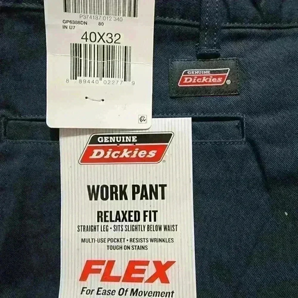 Dickies Mens Work Pants Relaxed Fit Straight Leg Flat Front Flex Pant Dark Navy - Picture 8 of 11